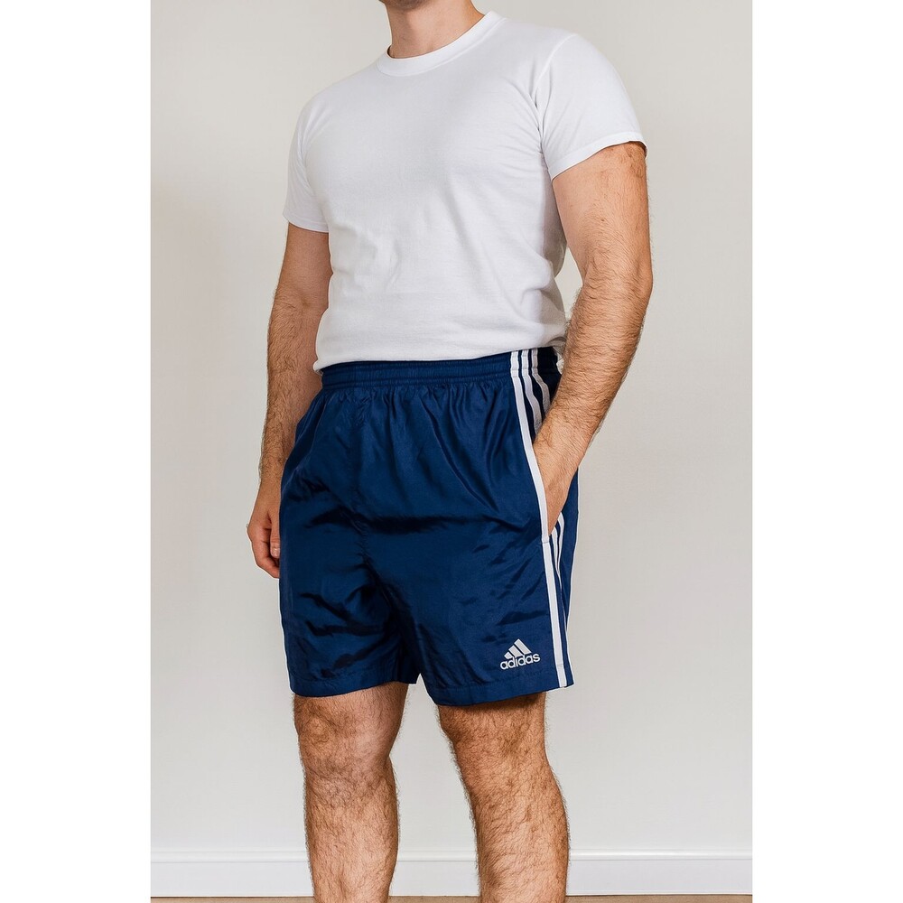 Adidas 90s Very Rare Nylon Soccer Shorts Windbreaker Navy Blue Medium